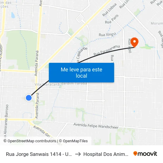 Rua Jorge Sanwais 1414 - Udc to Hospital Dos Animais map
