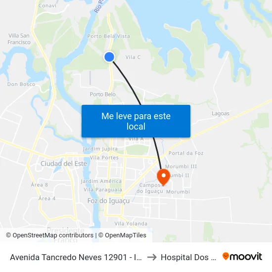 Avenida Tancredo Neves 12901 - Itaipu Binacional to Hospital Dos Animais map