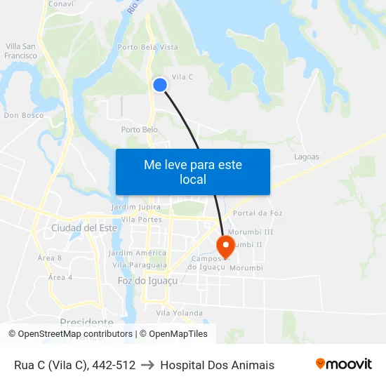 Rua C (Vila C), 442-512 to Hospital Dos Animais map