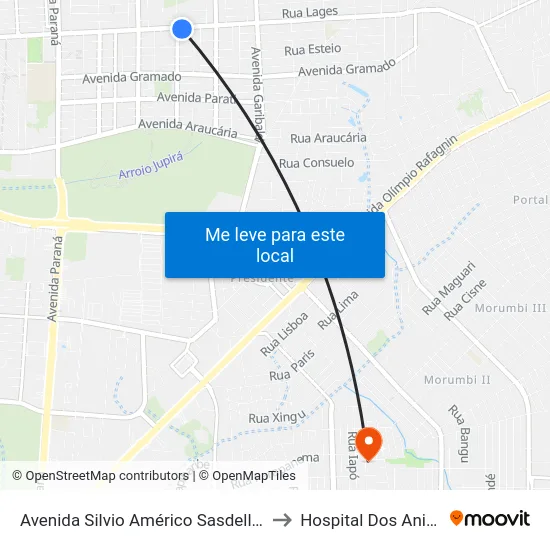 Avenida Silvio Américo Sasdelli, 1780 to Hospital Dos Animais map