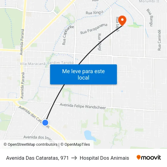 Avenida Das Cataratas, 971 to Hospital Dos Animais map