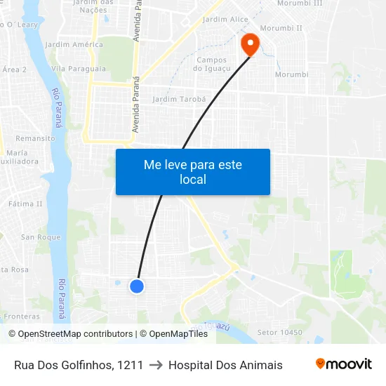 Rua Dos Golfinhos, 1211 to Hospital Dos Animais map