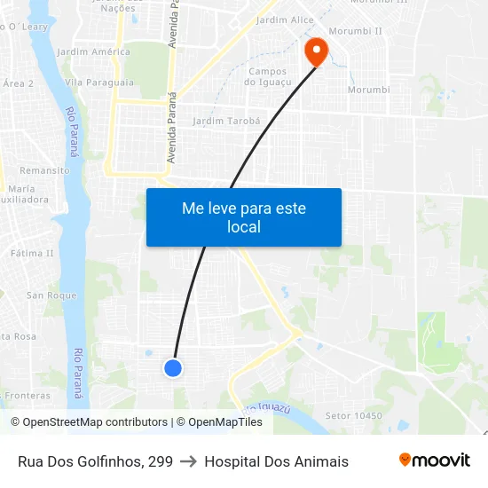 Rua Dos Golfinhos, 299 to Hospital Dos Animais map