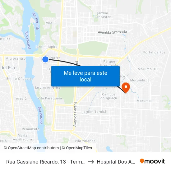 Rua Cassiano Ricardo, 13 - Terminal Ponte to Hospital Dos Animais map