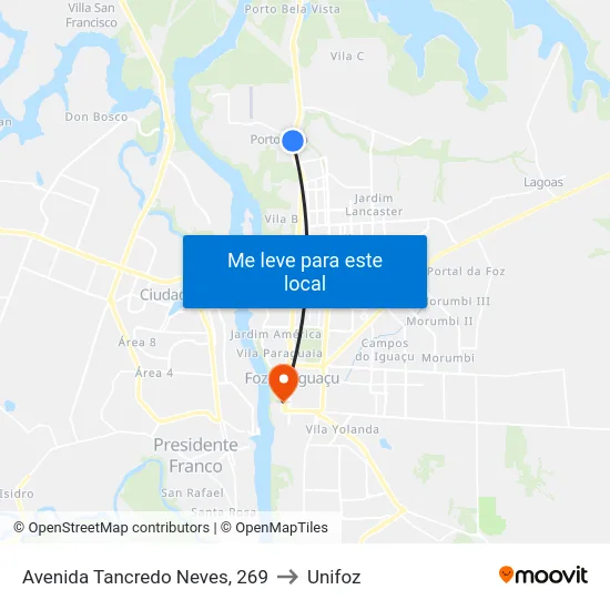 Avenida Tancredo Neves, 269 to Unifoz map