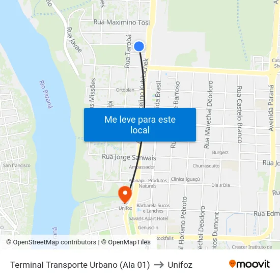 Terminal Transporte Urbano (Ala 01) to Unifoz map