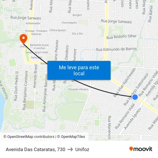 Avenida Das Cataratas, 730 to Unifoz map