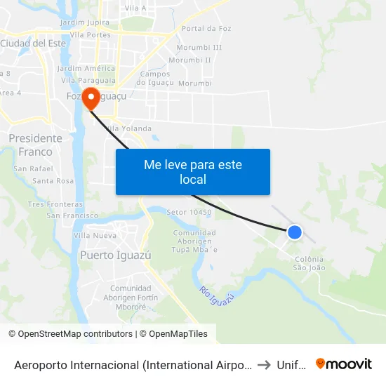 Aeroporto Internacional (International Airport) to Unifoz map