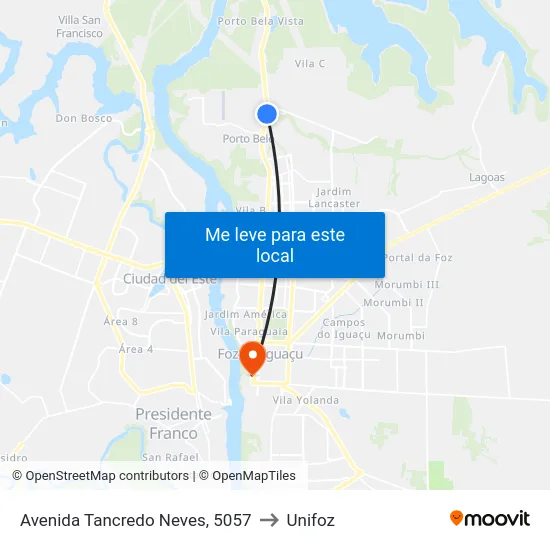 Avenida Tancredo Neves, 5057 to Unifoz map