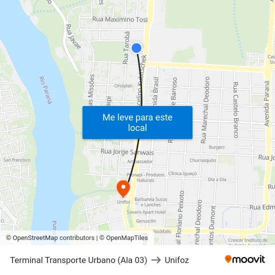 Terminal Transporte Urbano (Ala 03) to Unifoz map