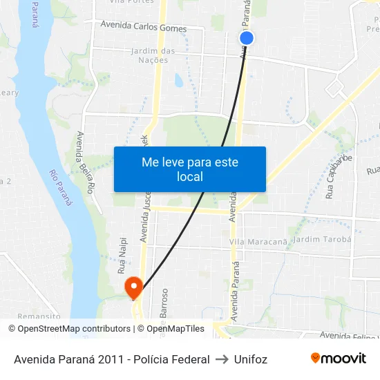 Avenida Paraná 2011 - Polícia Federal to Unifoz map