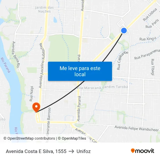 Avenida Costa E Silva, 1555 to Unifoz map