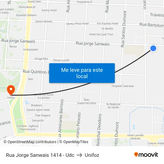 Rua Jorge Sanwais 1414 - Udc to Unifoz map