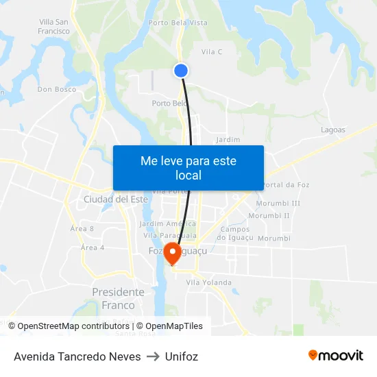 Avenida Tancredo Neves to Unifoz map