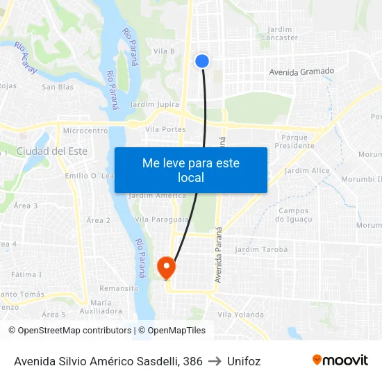Avenida Silvio Américo Sasdelli, 386 to Unifoz map