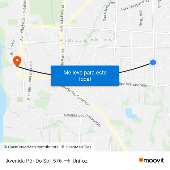 Avenida Pôr Do Sol, 576 to Unifoz map