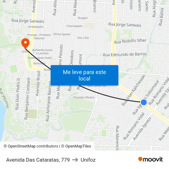 Avenida Das Cataratas, 779 to Unifoz map