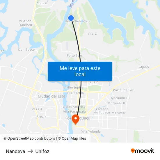 Nandeva to Unifoz map