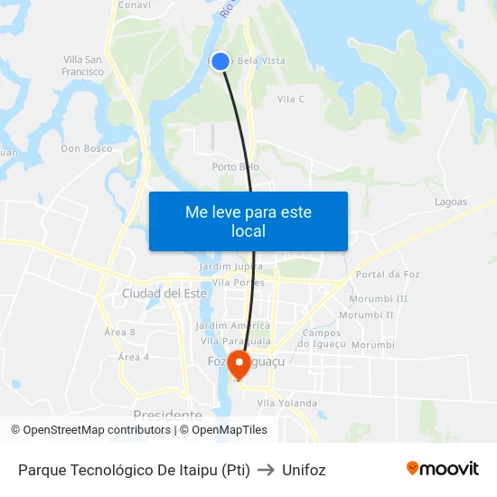 Parque Tecnológico De Itaipu (Pti) to Unifoz map
