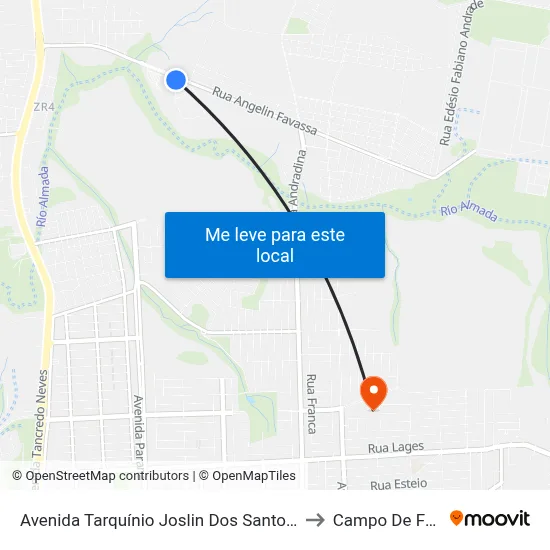 Avenida Tarquínio Joslin Dos Santos - Unioeste to Campo De Futebol map
