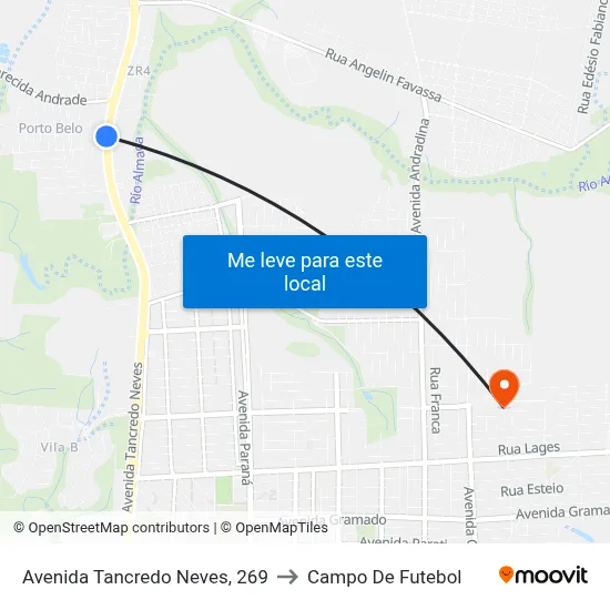 Avenida Tancredo Neves, 269 to Campo De Futebol map