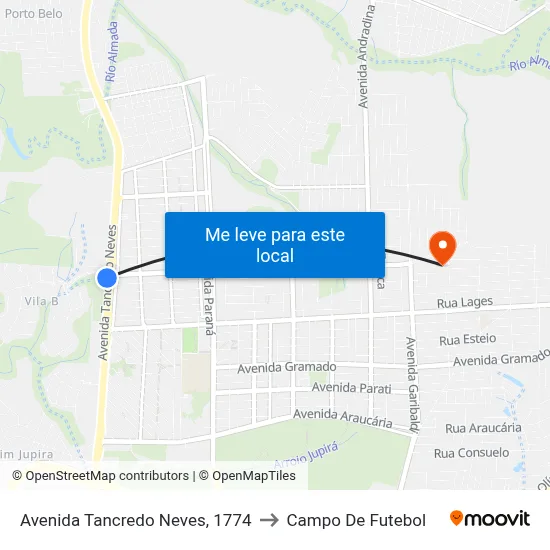 Avenida Tancredo Neves, 1774 to Campo De Futebol map