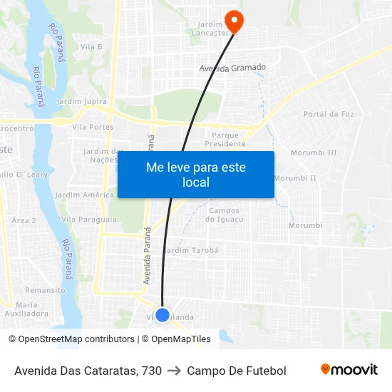 Avenida Das Cataratas, 730 to Campo De Futebol map