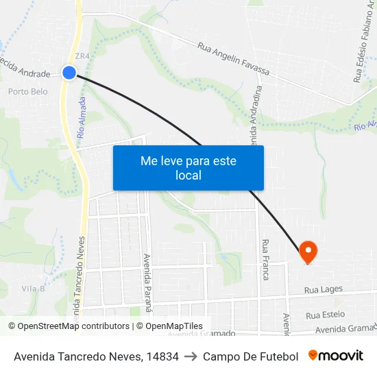 Avenida Tancredo Neves, 14834 to Campo De Futebol map