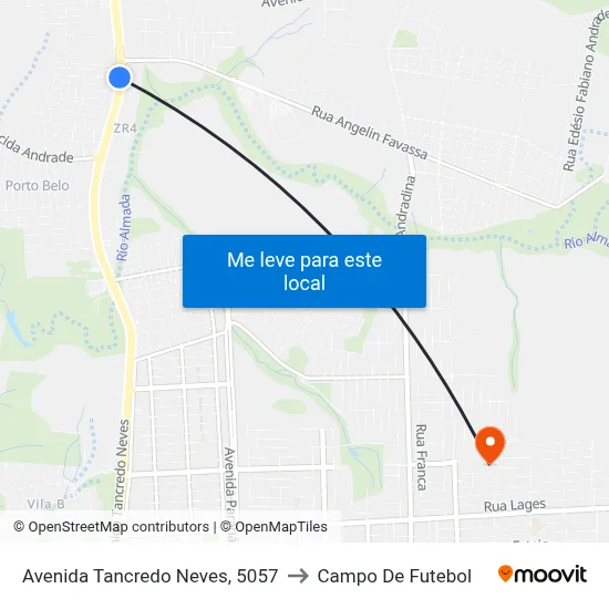 Avenida Tancredo Neves, 5057 to Campo De Futebol map