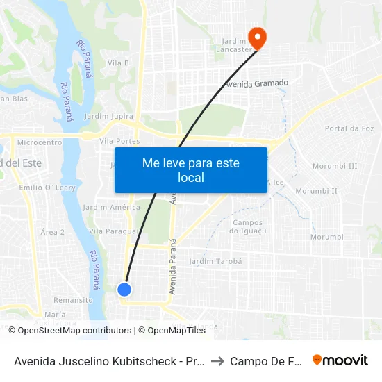Avenida Juscelino Kubitscheck - Praça Da Paz to Campo De Futebol map