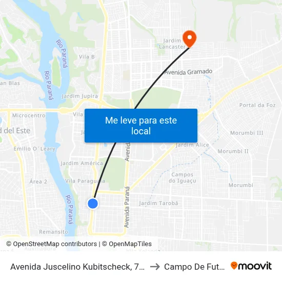 Avenida Juscelino Kubitscheck, 710-720 to Campo De Futebol map
