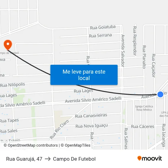 Rua Guarujá, 47 to Campo De Futebol map