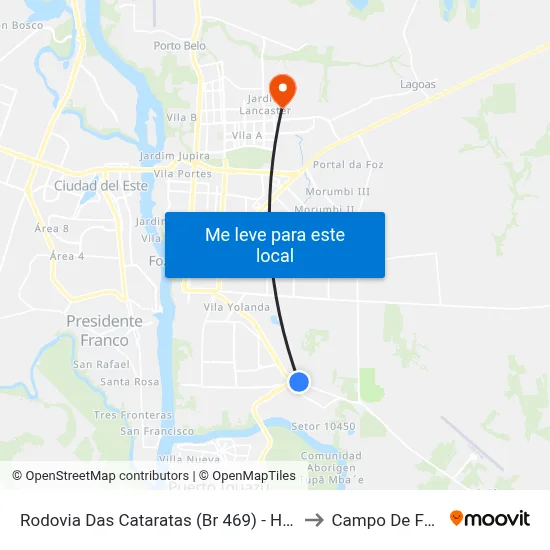 Rodovia Das Cataratas (Br 469) - Hotel Carimã to Campo De Futebol map