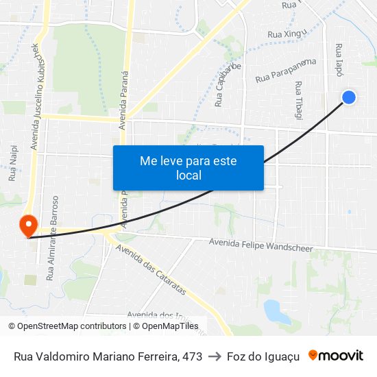 Rua Valdomiro Mariano Ferreira, 473 to Foz do Iguaçu map