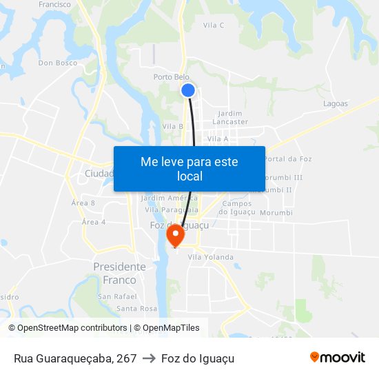 Rua Guaraqueçaba, 267 to Foz do Iguaçu map