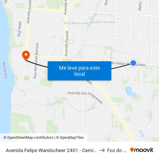 Avenida Felipe Wandscheer 2401 - Cemitério Jardim São Paulo to Foz do Iguaçu map