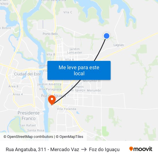 Rua Angatuba, 311 - Mercado Vaz to Foz do Iguaçu map