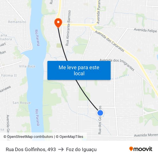 Rua Dos Golfinhos, 493 to Foz do Iguaçu map