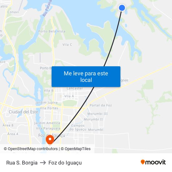 Rua S. Borgia to Foz do Iguaçu map