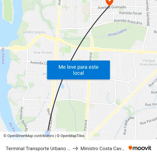 Terminal Transporte Urbano (Ala 03) to Ministro Costa Cavalcanti map