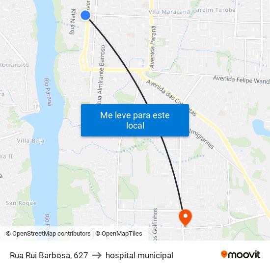 Rua Rui Barbosa, 627 to hospital municipal map