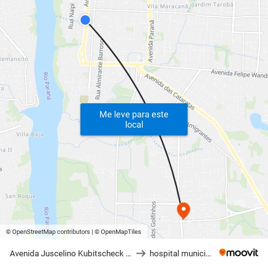 Avenida Juscelino Kubitscheck 19 to hospital municipal map