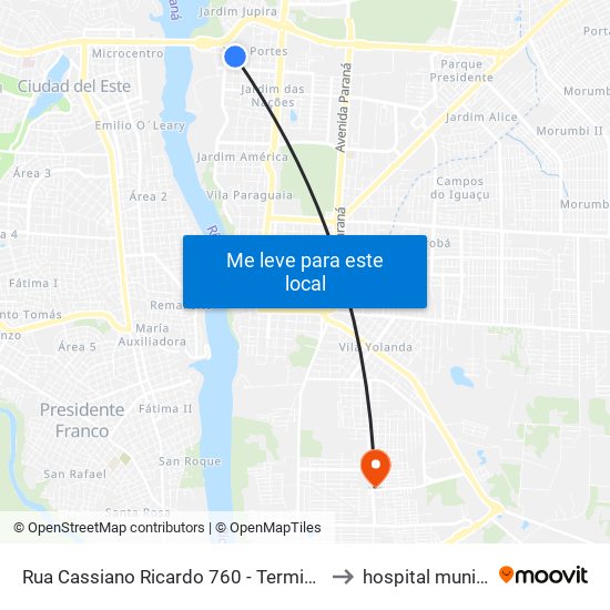 Rua Cassiano Ricardo 760 - Terminal Ponte to hospital municipal map