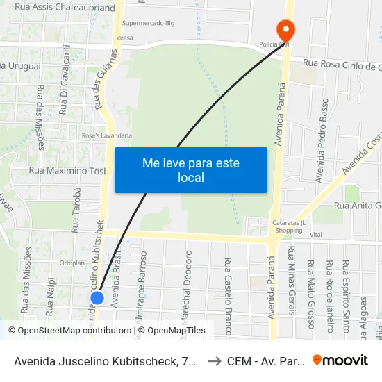 Avenida Juscelino Kubitscheck, 710-720 to CEM - Av. Paraná map