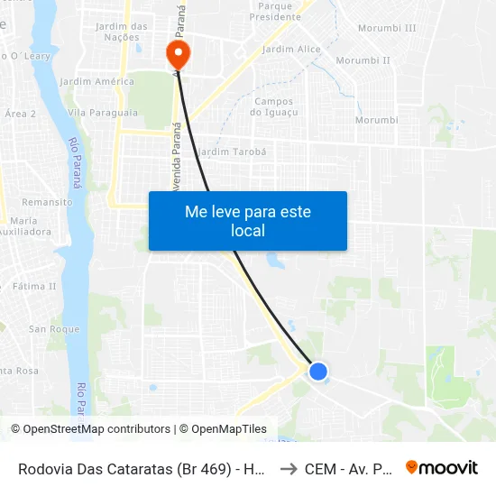Rodovia Das Cataratas (Br 469) - Hotel Carimã to CEM - Av. Paraná map