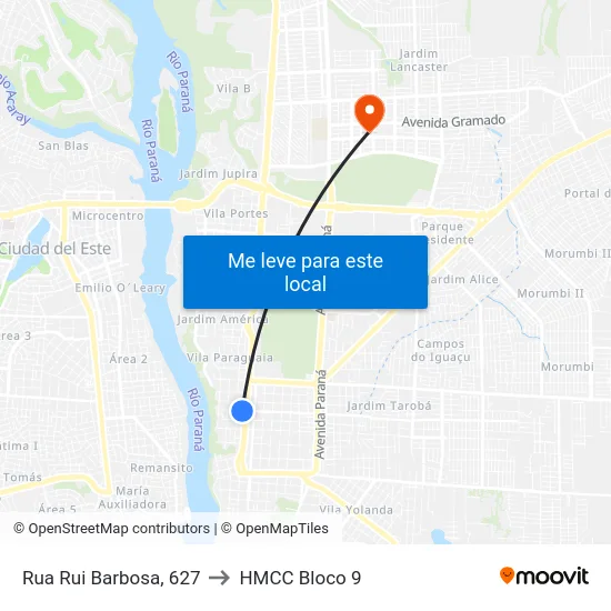 Rua Rui Barbosa, 627 to HMCC Bloco 9 map