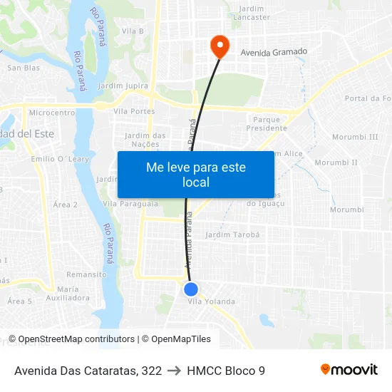 Avenida Das Cataratas, 322 to HMCC Bloco 9 map