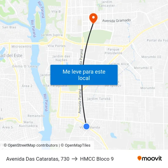 Avenida Das Cataratas, 730 to HMCC Bloco 9 map