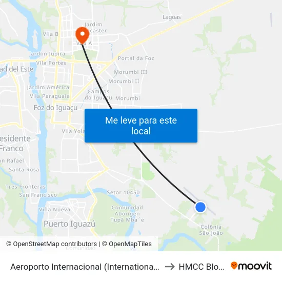 Aeroporto Internacional (International Airport) to HMCC Bloco 9 map