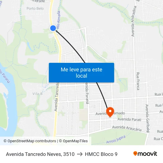 Avenida Tancredo Neves, 3510 to HMCC Bloco 9 map